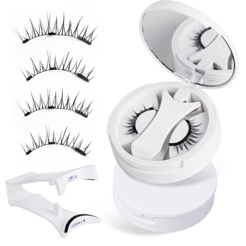 Magnetic eyelash extension kit with applicator and mirror case private label